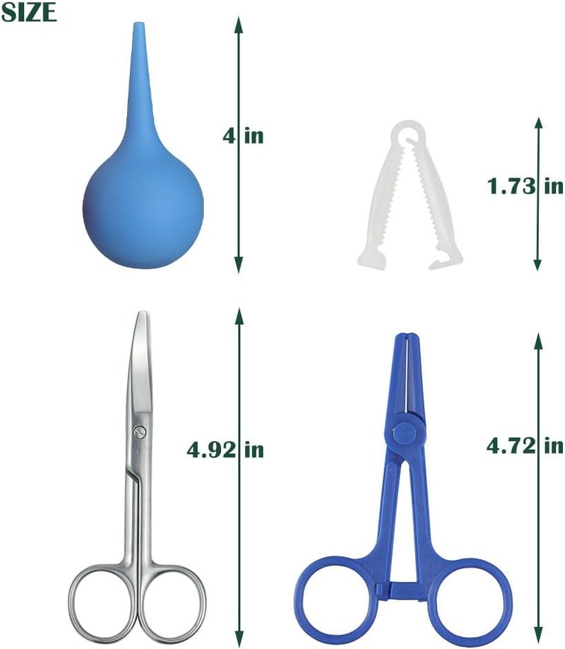 BCDHAMATE Animal Birth Kit with Curved Scissors | Disposable Umbilical Clamps, Hemostat, Bulb Syringe | Safe Delivery for Puppies, Kittens, Lambs, Piglets & Calves (Farm & Home Use) (Blue -PVC) - Image 4